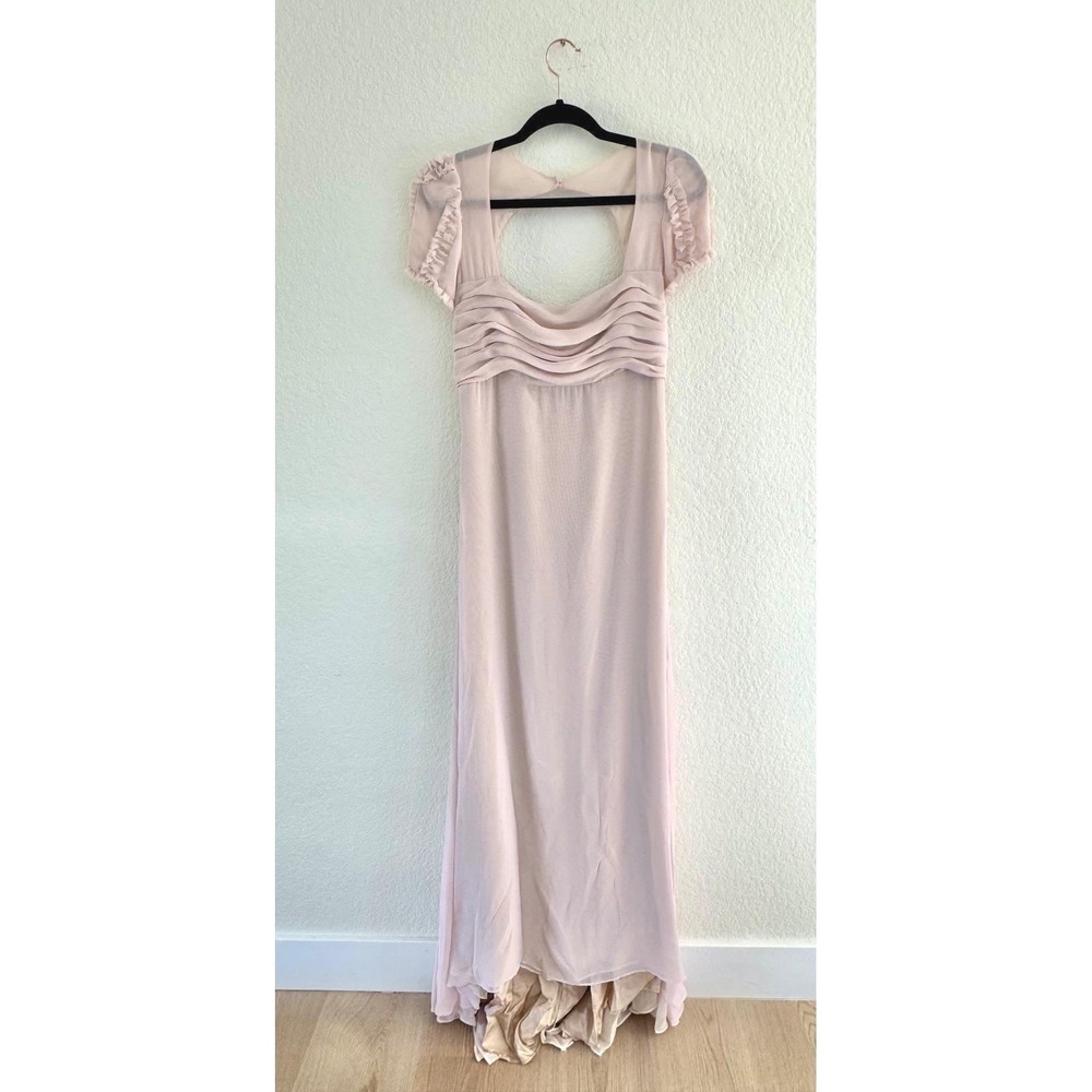 Vintage‎ Gown Formal Chiffon Ruched Pink Size 14